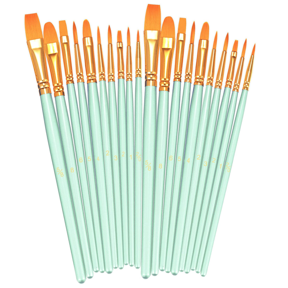 BOSOBO Paint Brushes Set, 2 Pack 20 Pcs Round Pointed Tip Paintbrushes Nylon Hair Artist Acrylic Paint Brushes for Acrylic Oil Watercolor, Face Nail Art, Miniature Detailing & Rock Painting, Green BOSOBO