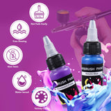 BLESTALIDO 24 Colors Airbrush Paint Set - Ready to Spray Acrylic Paints - Rich Pigments, Water-Based, for Models, Miniatures, Figurines, Canvas, Fabric & More - 20ml Bottles BLESTALIDO