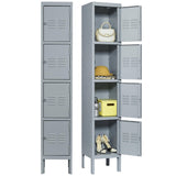 IKIMI 66" Metal Lockers for Employees Storage Locker with Doors and Shelves,Steel Lockable Cabinet Gray Tall Locker for School Office Gym Home Garage IKIMI