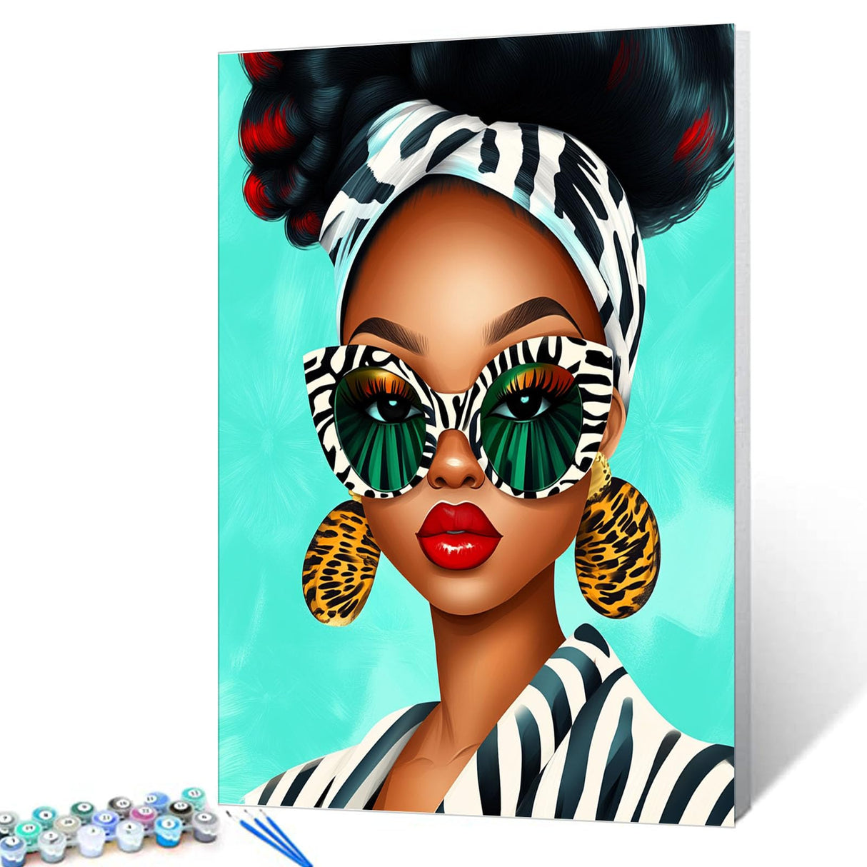 Tucocoo African Woman Portrait Paint by Numbers Kits 16x20 inch Canvas DIY Oil Painting for Adults with Brushes and Acrylic Pigment Modern Female Cartoon Style Picture for Home Decor (Without Frame) Tucocoo