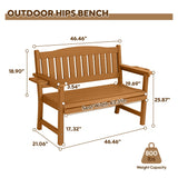 2-Person HIPS Outdoor Benches, Weatherproof Garden Bench with 800 lbs Weight Capacity, Artificial Wood Grains, Never Rot or Fade, Patio Benches for Garden, Porch, Balcony, Backyard,Park, Brown Sunnibety