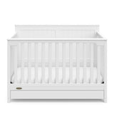 Graco Hadley 5-in-1 Convertible Crib with Drawer (White) – GREENGUARD Gold Certified, Crib with Drawer Combo, Full-Size Nursery Storage Drawer, Converts to Toddler Bed, Daybed Graco