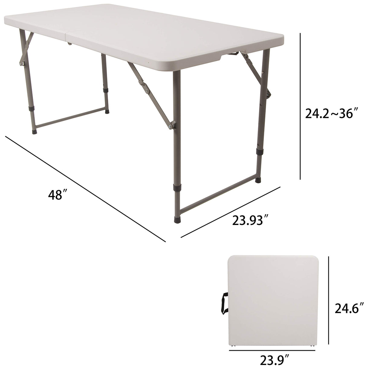 Elevon Portable Utility Camping Crafting Folding Table, 4 Feet, White Elevon