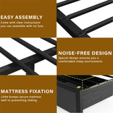 Farmhouse Full Bed Frame with Bookcase Headboard and Storage Drawers, LED Lights and Charging Station, No Box Spring Needed, Noise Free, Black Fastroby