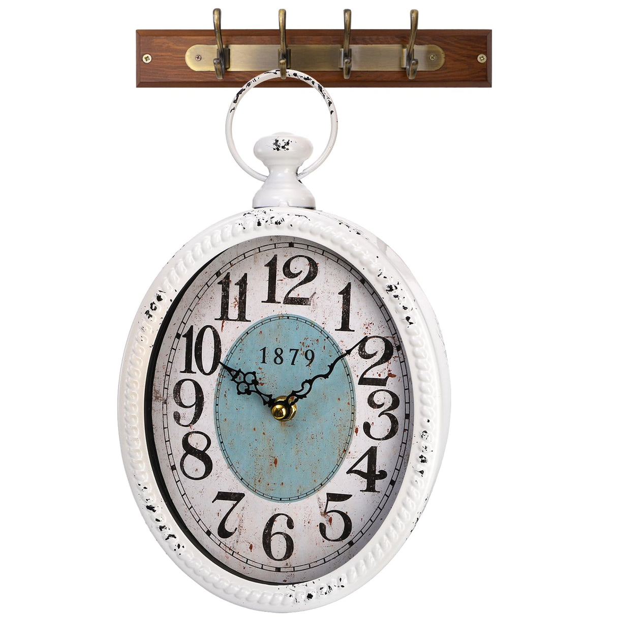 ZENFUN Oval Retro Wall Clock, Rustic Silent Clocks, Elegant Vintage Style, White Antique Design, Battery Operated Non Ticking Wall Clock for Kitchen,Farmhouse, Office(11.2" H x 6.7" W) ZENFUN