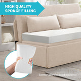 CECER Queen Size Pull Out Sofa Bed With 2 Pillows, Linen Convertible Sleeper With Comfy Mattress, 2 in 1 Armless Loveseat for Small Space-Beige CECER