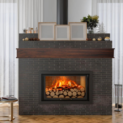 Tongmo 60 Inch Fireplace Mantel - Floating Mantel Wood Shelf - Hollow Distressed Beam and Fireplace Wall Mounted Display Shelving : Ideal for Décor and Electric Fireplaces (Dark Walnut, 60inch)