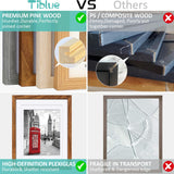 11x14 Picture Frame Solid Wood Display 8x10 Picture Frame or 9x12 with Mat or 11x14 Frame without Mat - Photo Frame 11x14 inch with 2 Mats for Wall Mounting or Table Top Tiblue