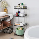OYEAL Bathroom Shelves Freestanding Bathroom Towel Storage 4 Tier Wire Shelving Unit with Guard Bathroom Shelf Organizer Standing for Pantry Kitchen Laundry Room Organization, Black OYEAL