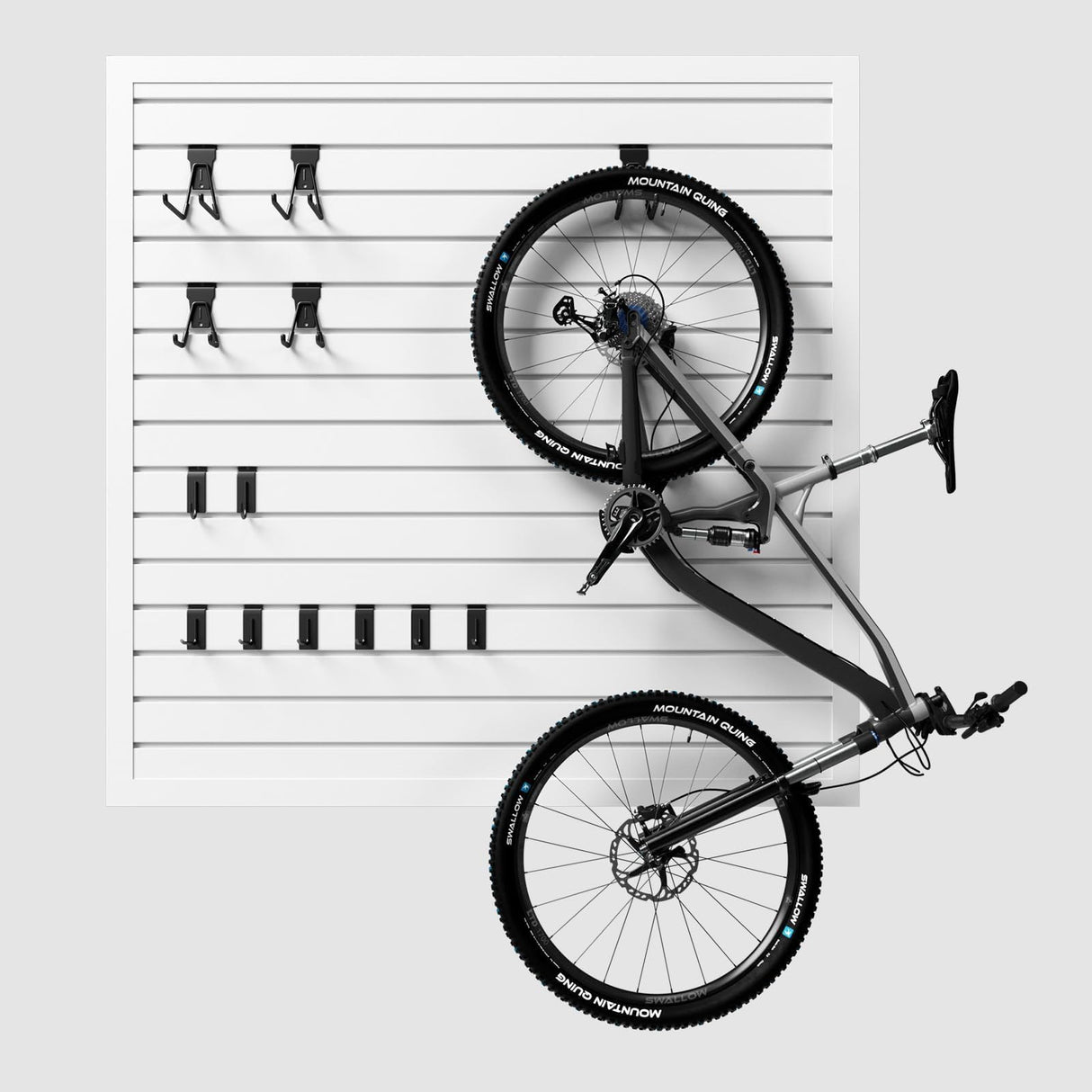 Ginchain Garage Slatwall Panel Wall Organizer - Slat Wall Paneling Sheets with Hooks, Interlocking PVC Panels for Tool Organization Mounted Storage Systems Ginchain