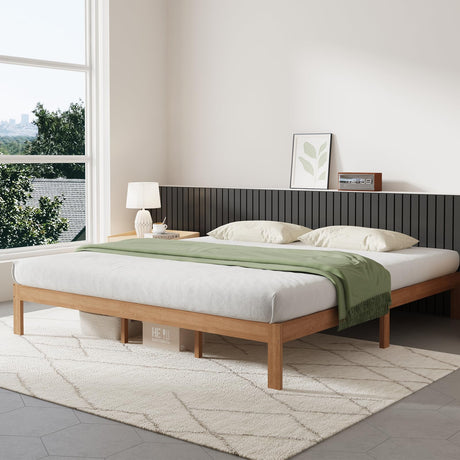 Novilla 12 Inch Wooden King Size Bed Frame, Classic Solid Wood Platform Bed Frame King Size, Sturdy Wood Slat Support, No Box Spring Needed, Easy Assembly Novilla