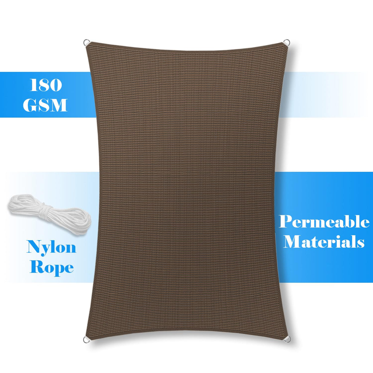 AwnPro Square Shade Sail 18' x 18' Canopy to Block Sunlight for Outdoor Patio Garden Patio Deck Pergola (Brown) AwnPro