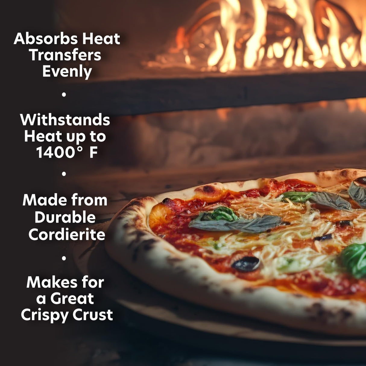 Pizza Stone for Oven, Grill, BBQ - Round 5/8 Inch Extra Thick Baking Stone w/Safe & Even Heating - XL 16.5" Pan for Crispy Crust, Made of Heavy Duty Cordierite can Withstand 550+ Degrees Fahrenheit CucinaPro