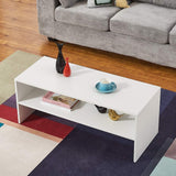Panana 2-Tier Coffee Table Simple Couch Sofa Side End Table Tea Accent Table for Living Room Office, 39.4" x 15.7" x 15.7" (White) Panana