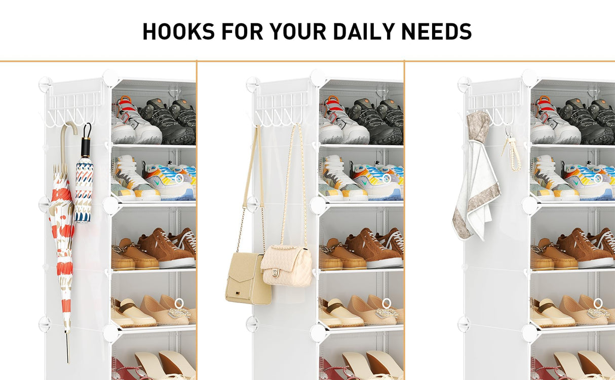 HOMICKER Shoe Storage,8 Tier Shoe Rack Organizer for Closet Shoe Cabinet with Door Shoe Shelves for Closet,Entryway,Hallway,Bedroom HOMICKER