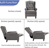 SAMERY Wingback Recliner Chair with Massage and Heat- Accent Chair Push Back Chair for Living Room Bedroom, Tufted Comfy Reclining Arm Chair Sofa, Reading, Napping SAMERY