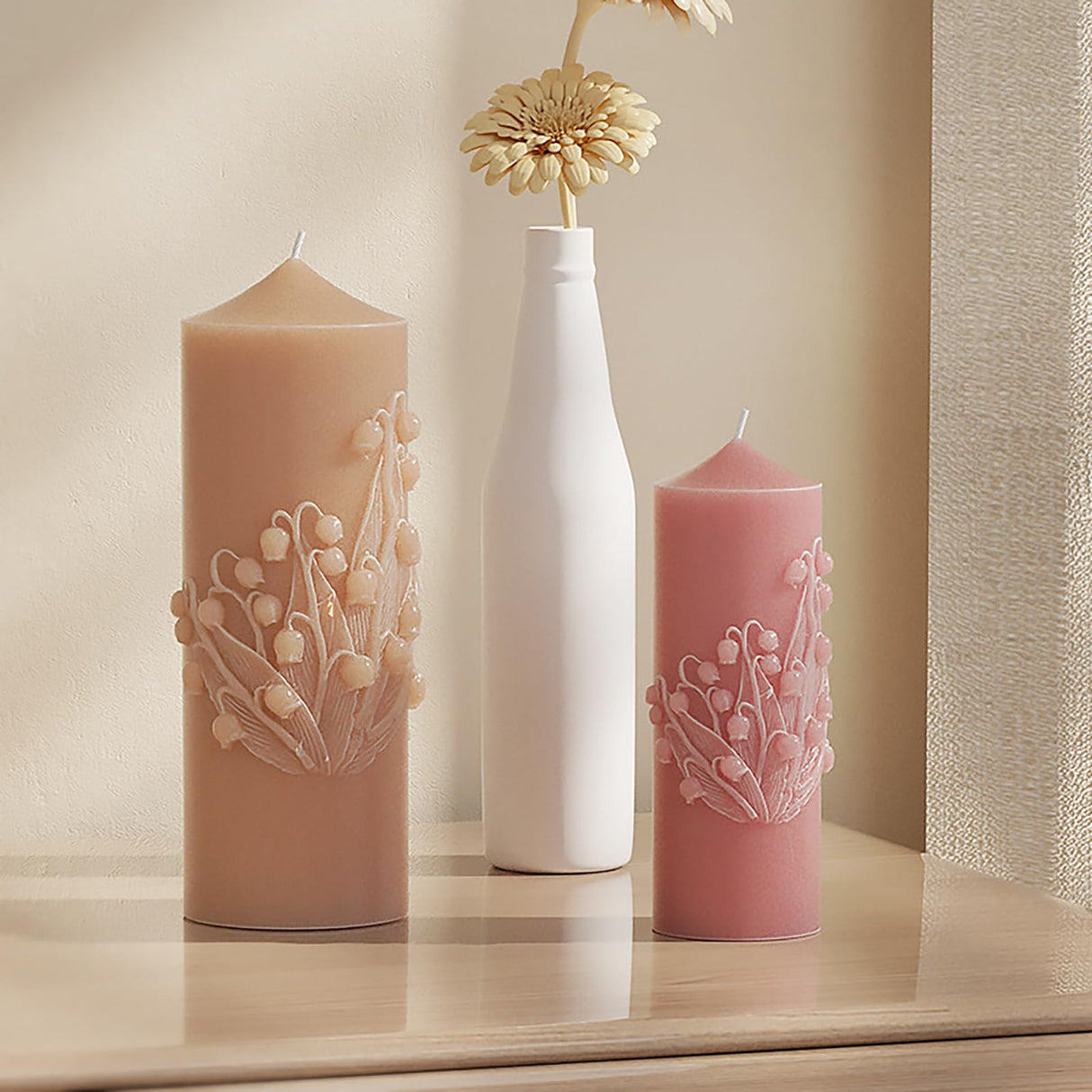 2 Pack Bell Orchid Cylinder Candle Mold - Resin Casting Silicone Mold for Home Decor and 3D Animal Candle Making ESEDAGE