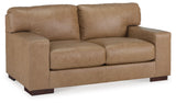 Signature Design by Ashley Lombardia Contemporary Leather Match Loveseat, Light Brown Signature Design by Ashley