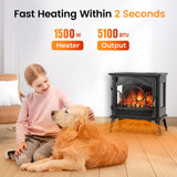 Joy Pebble Electric Fireplace Heater, 20'' Infrared Fireplace Heater 1000/1500W, 3D Realistic Flames Effect, ETL Certificated & Low Noise, Adjustable Flame Brightness, Overheating Protection Joy Pebble