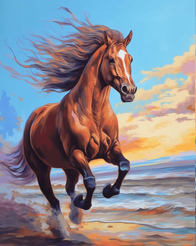 Newsight Paint by Numbers for Adults & Kids & Beginners DIY Acrylic Painting Gift Kits (Running Horse, 12" Wx16 L)