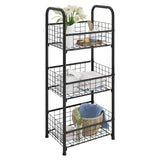 PROXRACER 3-Tier FreeStanding Open Shelf,Bathroom Organizer Shelves Unit with Adjustable Feet, Metal Steel Storage Tower Organizer Rack Basket Cart for Bathroom, Living Room, Balcony, Kitchen PROXRACER