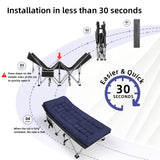 Fragess Portable Camping Cot, Sleeping Cot for Adult, 28" Extra Wide Heavy Duty Folding Cot Max Load 600LBS with Thick Mattress, Portable Camping Bed for Camp Outdoor/Office, Home Nap (Blue) Fragess