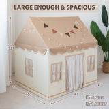 Duwenem Kids Tent with Basic Mat Large Kids Playhouse Indoor with Star Light Toddler Play Tent for Kids Toy House Gift 52“x47”x 40“(Coffee Cream) Duwenem