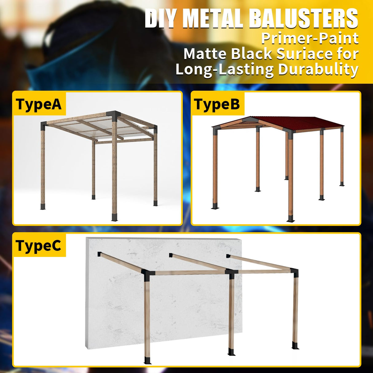 Qrooviiy 15 Degree Pegola Bracket Kits,4-Way Right Corner Woodwork Brackets for 4" x 4" (Actual:3.5"x3.5") Lumber,DIY Gazebo Brackets for Patio Pergolas, Gazebos, Log Cabin W/Hardware - 1Pack… Qrooviiy