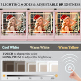 Vanity Desk with HD Lighted Mirror & Power Outlet, Farmhouse Makeup Vanity Table Set with Storage Drawers & RGB Cabinets, Large Dressing Table with 3 Lighting Modes for Women Girls Kids Bedroom, Pink Xixini