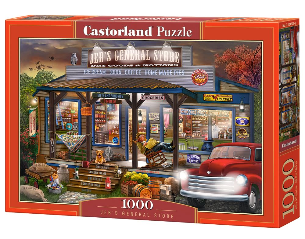 CASTORLAND 1000 Piece Jigsaw Puzzles, Jeb's General Store, Porch Scene Puzzle, Painting Puzzles, Adult Puzzle, Castorland C-104505-2 Castorland