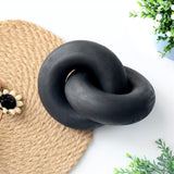 YiLiiod Wooden Knot for Coffee Table Decor Shelf Decor Boho Home Decor Statues, Modern Farmhouse Bookshelf Decorative Objects Wood Chain Link for Living Room- Black YiLiiod