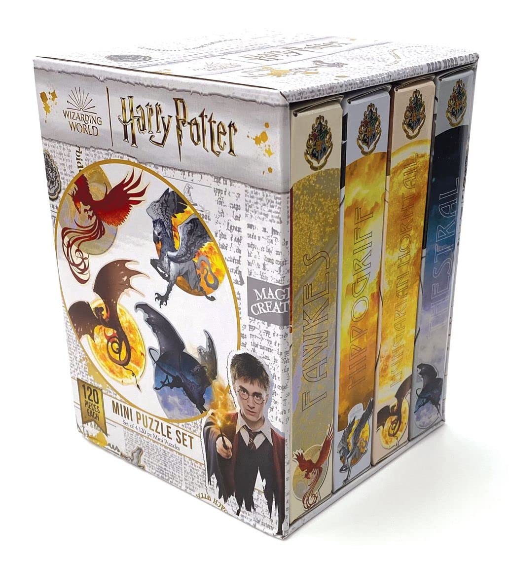Paper House Productions Harry Potter Set of Four 120-piece Mini Puzzles in Storage Box - Magical Beasts Paper House Productions