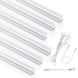SUNLINKCO (6 Pack) 4FT T5 LED Integrated Fixture, 6500K,20W,2300LM(Super Bright White) Linkable LED Shop Light,Garage Ceiling and Cabinet Light,Strip Light,Corded Electric with ON/Off Switch SUNLINKCO