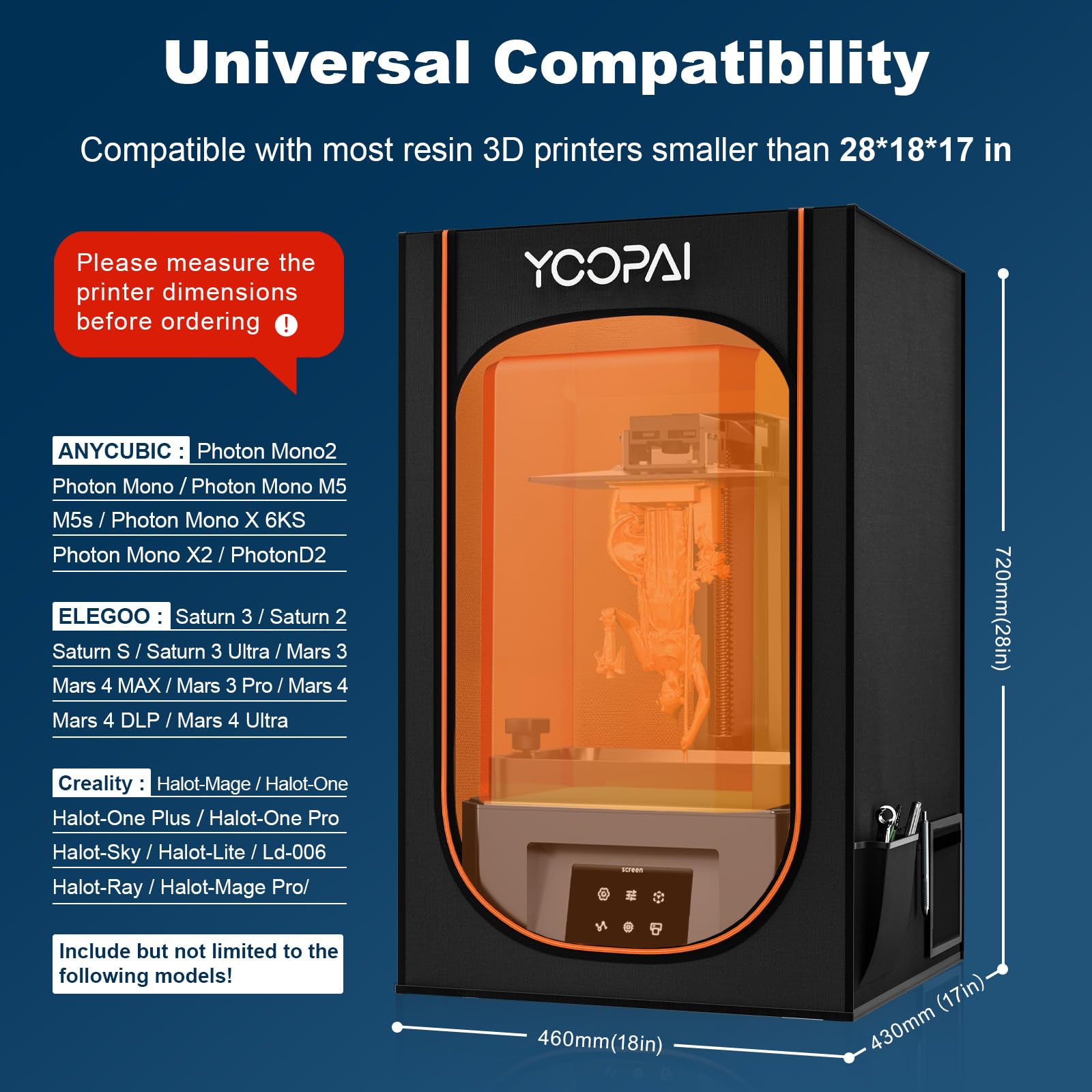 Resin 3D Printer Enclosure with Ventilation, 3D Printer Vented Enclosure Tent Cover Eliminate Odors Dustproof Isolate Noise Compatible with Creality Anycubic Elegoo Series LCD Resin UV 3D Pri - WoodArtSupply