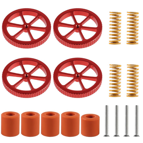 AITIAO Ender 3 Springs Upgrade Kit 4pcs Red Aluminum Hand Twist Leveling Nut+ 5pcs Heatbed Silicone Leveling Column Mounts+4pcs 20mm Springs and Screws for Ender 3/3 Pro/3v2 3D Printer AITIAO