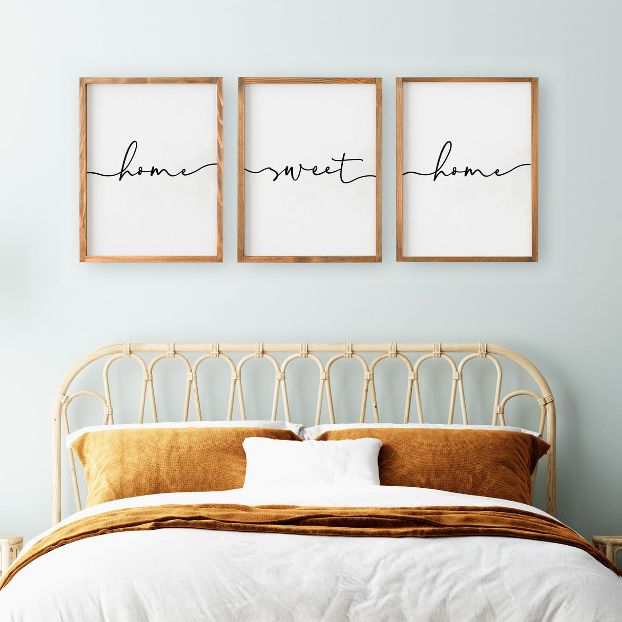 Heiple Set of 3 Framed Farmhouse Home Sweet Home Sign 11"x14" Above Bed Wall Decor for Bedroom Decor and Living Room Wall Art Wood Signs (Brown, 11''x14) Heiple