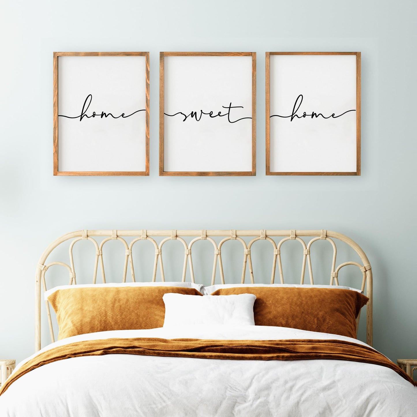 Heiple Set of 3 Framed Farmhouse Home Sweet Home Sign 11"x14" Above Bed Wall Decor for Bedroom Decor and Living Room Wall Art Wood Signs (Brown, 11''x14)