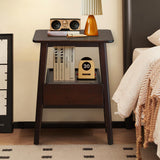 Kuabner Night Stand with Drawer, Mid Century Modern Nightstand, Bedside Tables with Open Storage Shelf,Large Storage End Table, Bamboo Night Stands for Bedrooms Kuabner