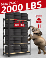 PrimeZone 36" x 16" x 72" Heavy Duty Storage Shelves - 5 Tier Adjustable Garage Storage Shelving, Metal Storage Utility Rack Shelf Unit for Warehouse Pantry Closet Kitchen, Black PrimeZone