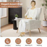 Nebuaegis Velvet Accent Chair Wingback for Living Room, High Back Arm Chair with Golden Legs Lumbar Pillow, Upholstered Single Sofa Bedroom Beige Nebuaegis