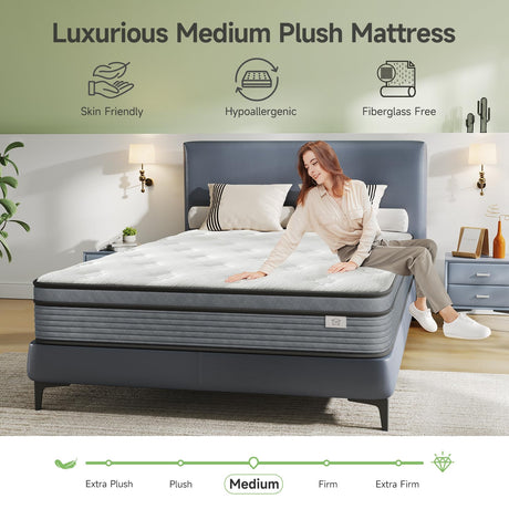 Yaak Twin Mattress 10 Inch, Hybrid Single Mattress in a Box, Individual Pocket Spring Twin Bed Mattress with Breathable Memory Foam, Pressure Relief, Medium Firm Twin Size Mattress 75"x39"x10" Yaak