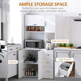 HOMCOM 66" Buffet with Hutch, Freestanding Kitchen Pantry with 2 Large Cabinets, 1 Pull Up Cabinet, 3 Drawers & Wide Countertop, White HOMCOM