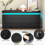 Gyfimoie 12 Drawer Dresser with Power Outlet, Dresser with LED Light, Modern Chest of Drawers for Closet, Double Wide Drawer Organizer Cabinet for Bedroom, Living Room (Black, 12 Drawers) Gyfimoie