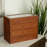 Bey-Berk Custom Personalized Solid Wood Watch Box Organizer with Glass Display Top (48 Watches) Bey-Berk