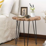 HOEGMST 19.5 Inch Live Edge Side Table, Wood Freeform Small End Table with Waterproof, Rustic Accent Table Unique for Living Room, Bedroom, Home HOEGMST