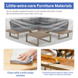 Soleil Jardin 4 Piece Acacia Wood Patio Furniture L-Shaped Outdoor Sectional Sofa Set with Coffee Table, FSC Certified Conversation Set with Built-in Side Table and Grey Cushions for Garden Soleil Jardin