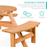 Best Choice Products 6-Person Circular Outdoor Wooden Picnic Table for Patio, Backyard, Garden, DIY w/ 3 Built-in Benches, 500lb Capacity - Natural Best Choice Products
