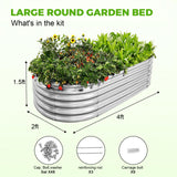 Land Guard 4×2×1.5ft Galvanized Raised Garden Bed Kit, Galvanized Planter Garden Boxes Outdoor, Oval Large Metal Raised Garden Bed for Vegetables……… (Classic Silver Land Guard