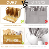 brekle Kitchen Utensil Holder Rustic Large Wooden Utensil Organizer Cooking Tools Storage (Farmhouse Wooden) brekle