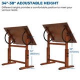 VISWIN Wood Drafting Table for Adults, 24'' x 35" Drawing Table with Adjustable Height & Angle for Art Studio, Solid Pine Wood Artist Desk for Drawing, Drafting, Writing, Reading, Sketching VISWIN